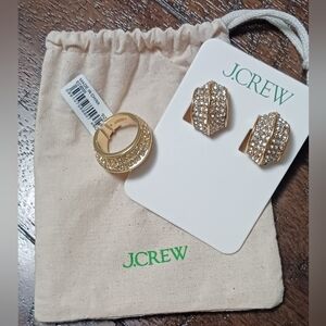 J.Crew Gold & Rhinestone Hypo Allergy Earring & Matching Size 7 Ring! Nwts!✨️